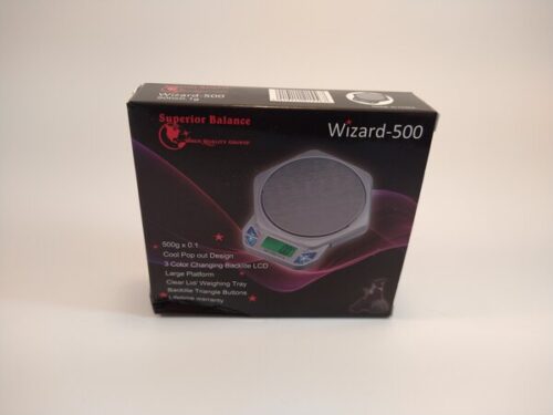 Superior Balance Wizard-500 Electonic Scale. 500 gram max capacity Electronic Scale with 3 color backlit display, accurate to 1/10th of a gram.izard-500 Electonic Scale