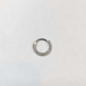 9.5mm 16 gauge surgical steel diamond-lined infinity ring septum clicker.