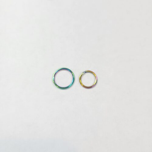 16 gauge rainbow anodized surgical steel infinity ring clickers.