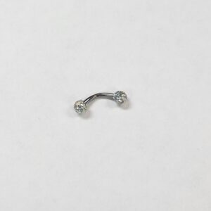 16 gauge clear Tiffany jeweled curved barbell. (Looks like a disco ball.)