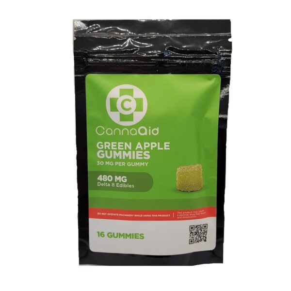 CannaAid Green Apple 480mg Delta-8 Gummies