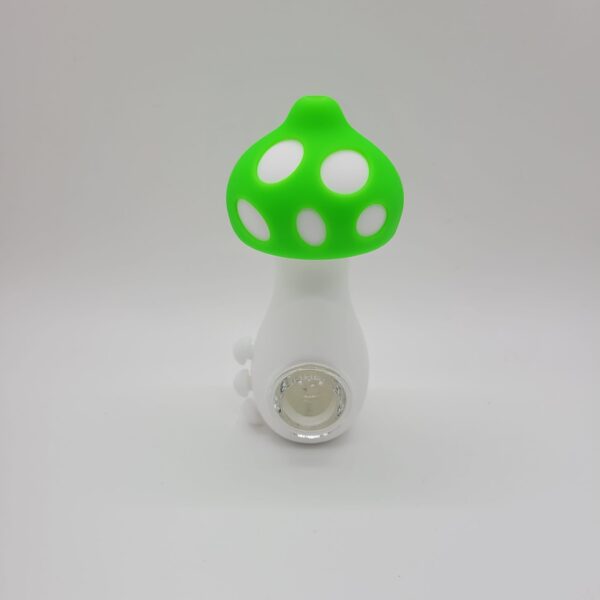Silicone Mushroom Hand Pipe - Green & White