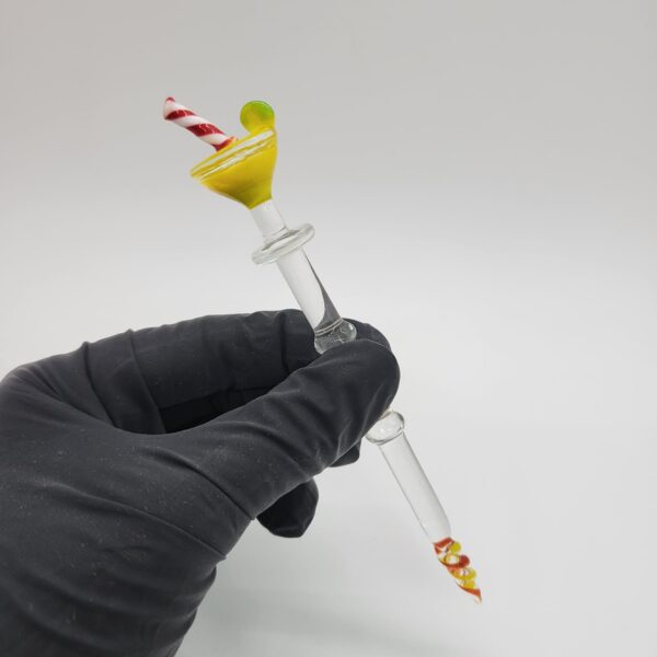 Cocktail Dab Tool - Yellow Martini with Straw and Fruit Slice
