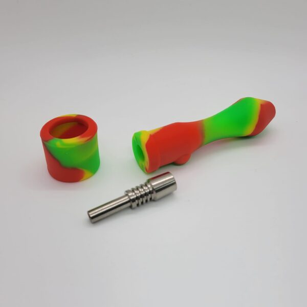 Small 4 Inch Silicone Honeystraw with 14mm Titanium Tip and Silicone Cap