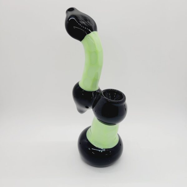 6" Import Black and Green Glass Bubbler