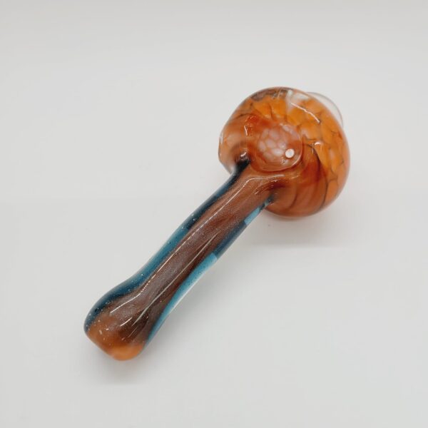 6" Orange and Metallic Blue Spoon Pipe with Honeycomb