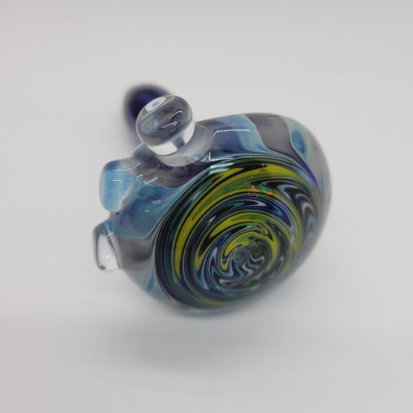 Glass Parrot 4" Silver Fumed Cobalt Hand Pipe with Reversal