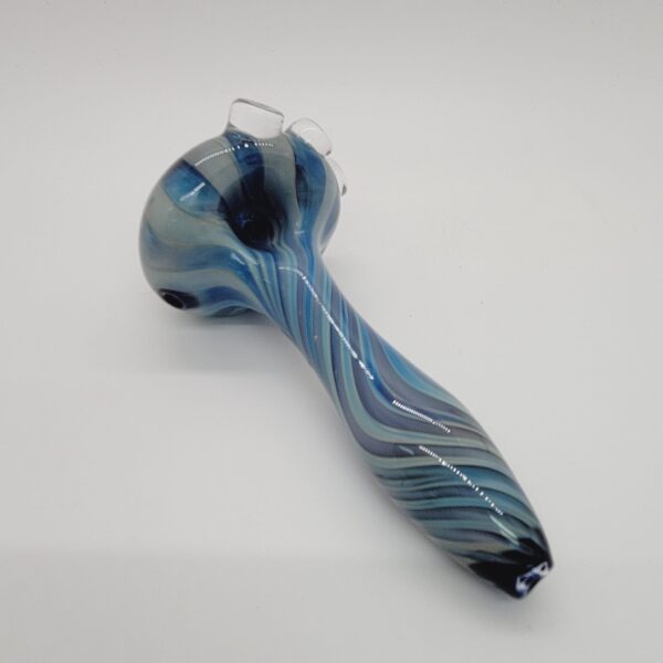 Glass Parrot 5" Cobalt Blue Pipe with Silver Fuming and Reversal