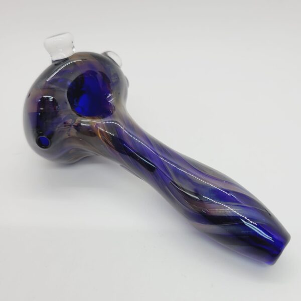 Glass Parrot 5" Cobalt Blue Pipe with Fuming and Reversal