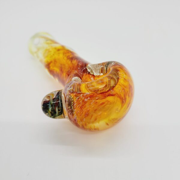 Rockin' A Glass 4" Amber Frit & Fume Spoon Pipe