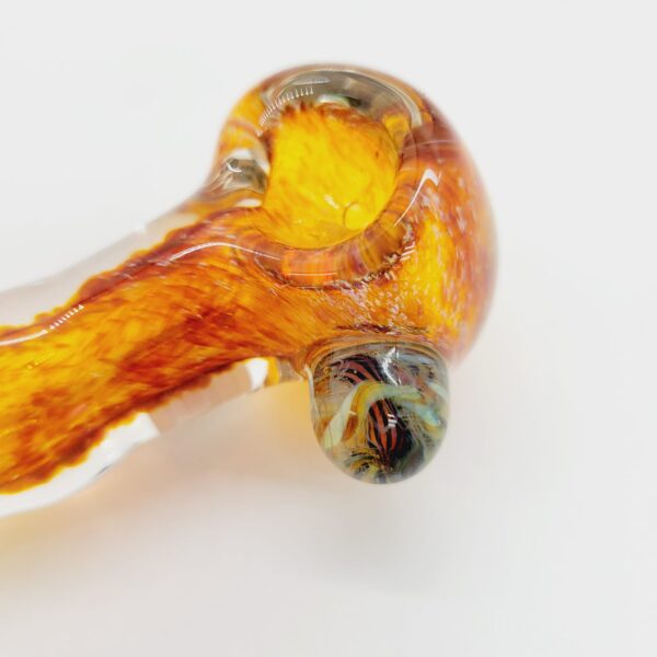 Rockin' A Glass 4" Amber Frit & Fume Spoon Pipe