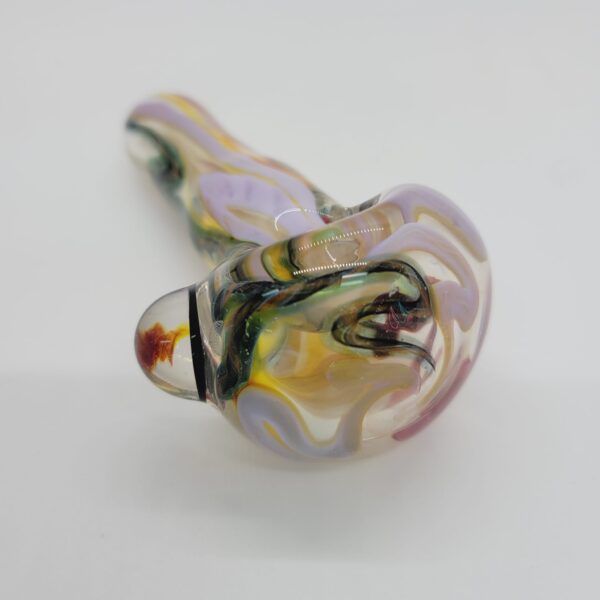 Rockin' A Glass 4" Fumed Spoon Pipe with Cane Work