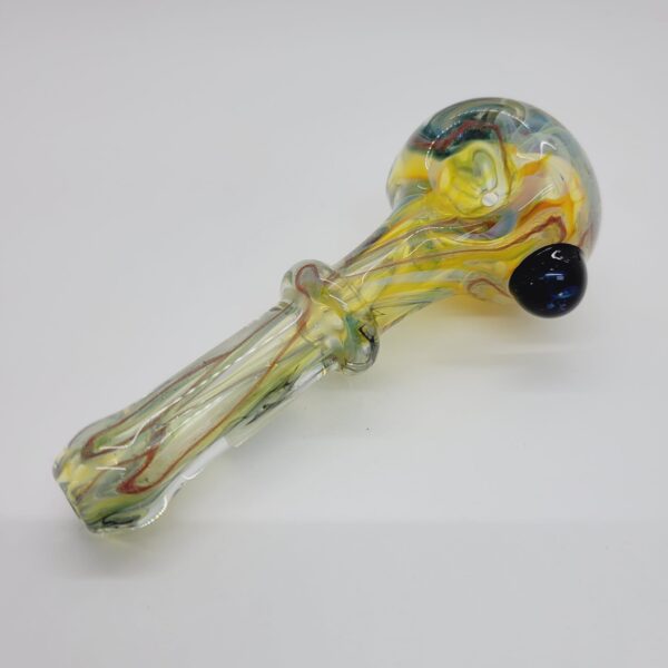 Rockin' A Glass Fumed Spoon Pipe with Cane Work