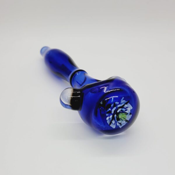 Snarf 4" Cobalt Blue Flower Implosion Spoon Pipe