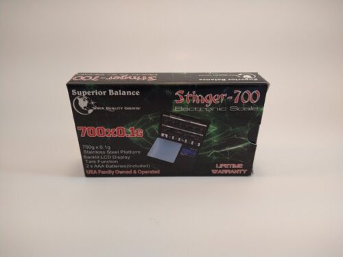 Superior Balance Stinger-700 Electronic Scale. 700 gram max capacity Electronic Scale with Backlit LCD Display, accurate to 1/10th of a gram.