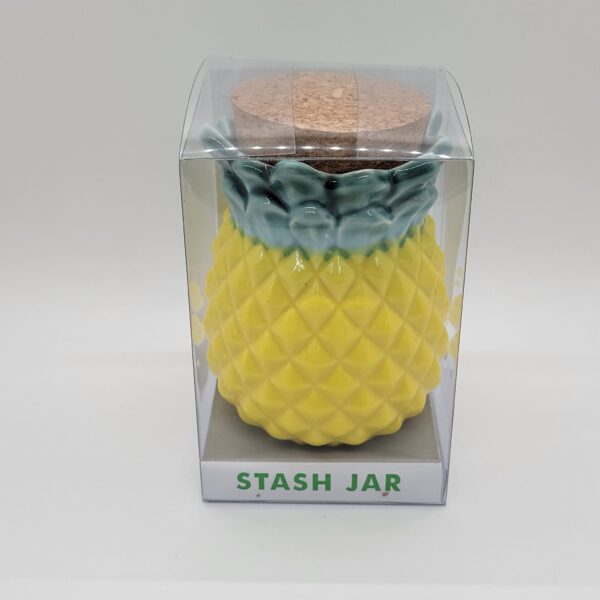 4" Pineapple Ceramic Jar With Cork Lid