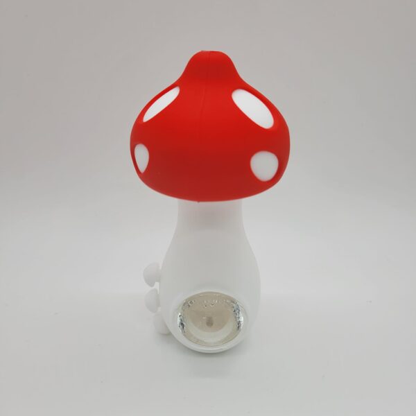 Silicone Mushroom Hand Pipes - Red & White