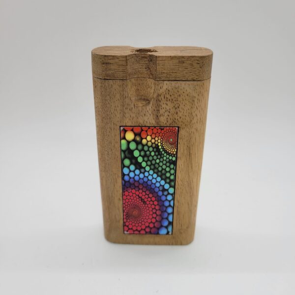 Tall Wooden Dugout with Psychadelic Design Acrylic Inlay
