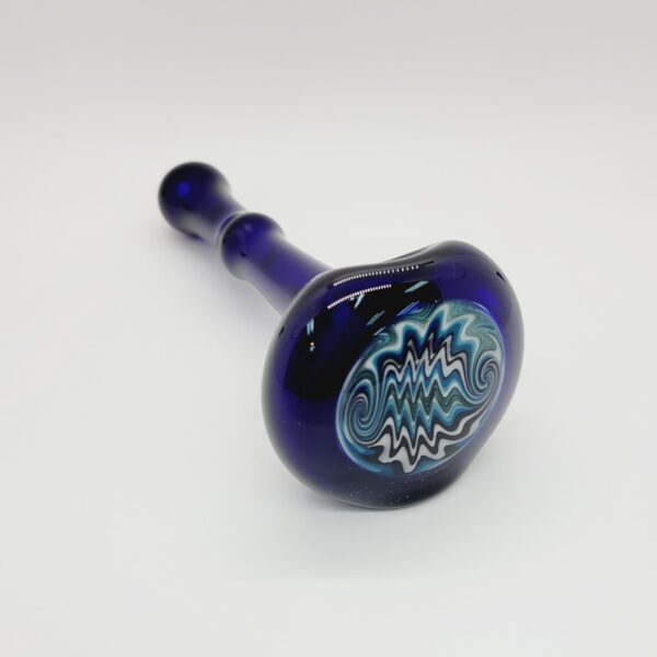 6" Cobalt Blue Spoon Pipe with Wigwag