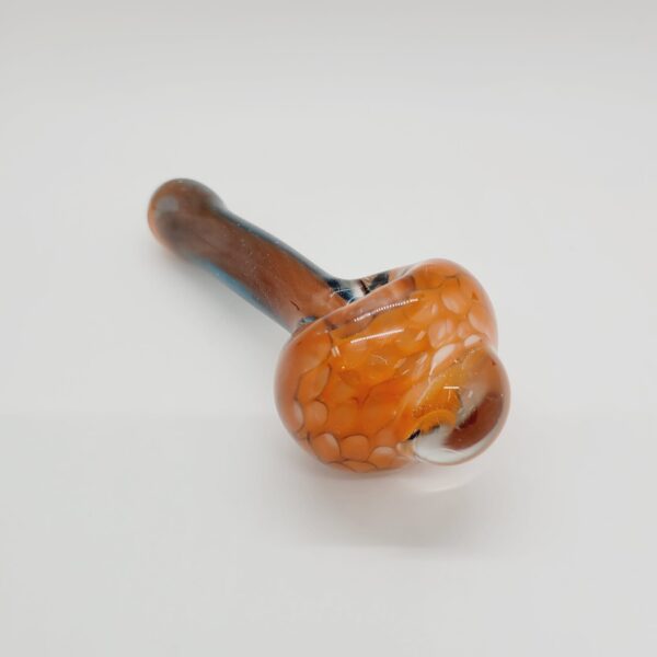 6" Orange and Metallic Blue Spoon Pipe with Honeycomb