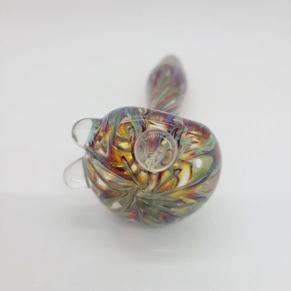 Glass Parrot 5" Spoon Pipe with Inside Out Line Work & Fuming