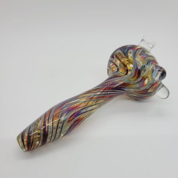 Glass Parrot 5" Spoon Pipe with Inside Out Line Work & Fuming