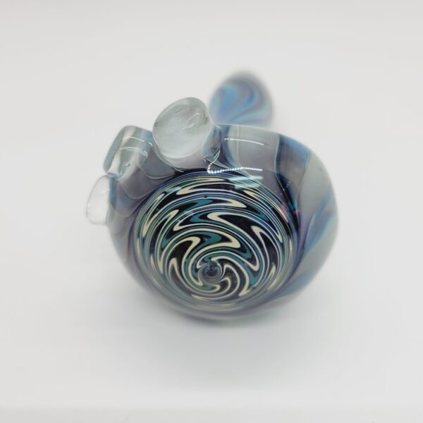 Glass Parrot 5" Cobalt Blue Pipe with Silver Fuming and Reversal