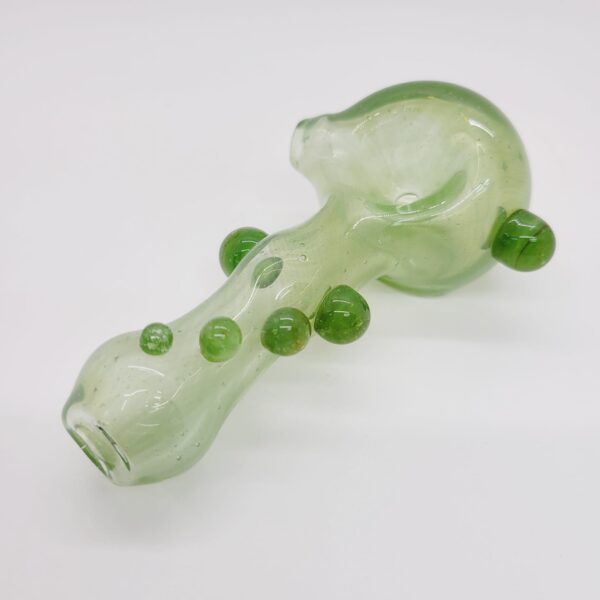 4" American Made Green Hand Pipe with Green Dots