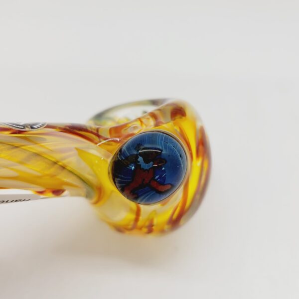 Rockin A Glass Fumed Cane Pipe with Bear Millie