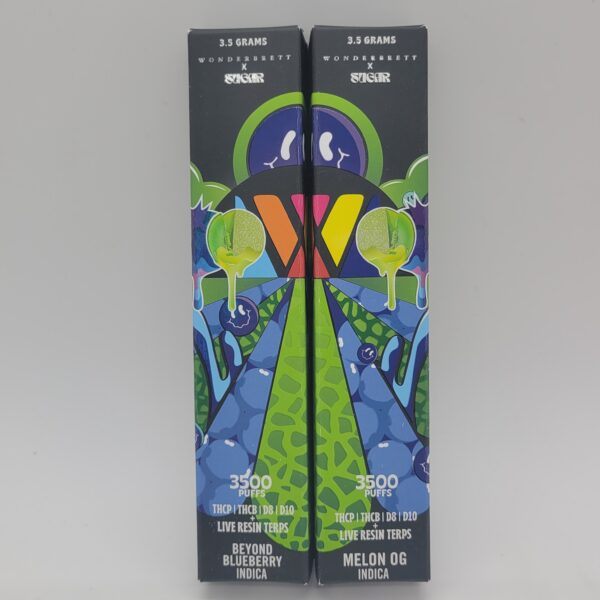 Wonderbrett x Sugar Dual Disposables with 3.5g Beyond Blueberry Indica + 3.5g Melon OG Indica