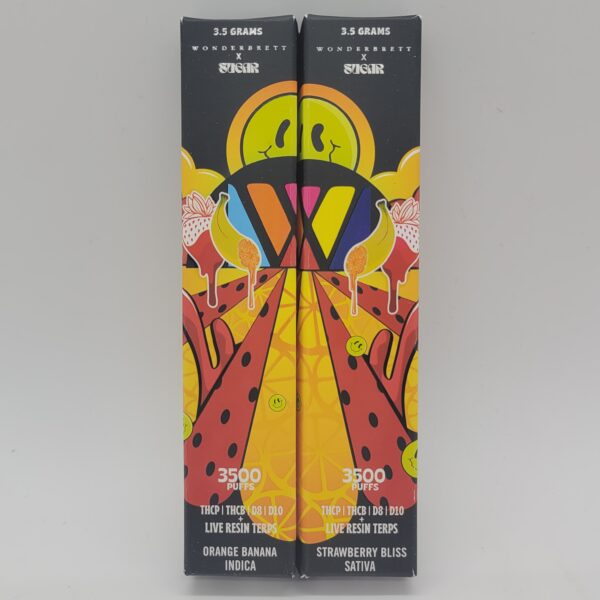 Wonderbrett x Sugar Dual Disposables with 3.5g Orange Banana Indica + 3.5g Strawberry Bliss Sativa